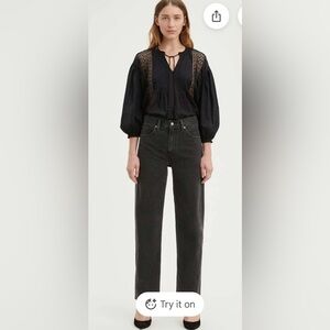 Classic Faded black Women’s Dad Jeans high waist barrel style leg 100% cotton